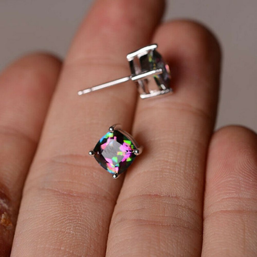 New Multicolor 925 Silver Stud Earrings - Picture 5 of 5